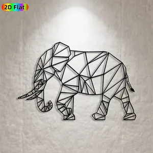 1pc Geometric Elephant Metal Wall Art, Abstract Elephant Statue Mural, Ideal Gift for New Year, Christmas, Animal & Geometry Enthusiasts, Rust-Resistant Metal Wall Decor Wall Sculptures, Perfect for Indoor Wall & Outdoor Fence, Unique Home & Garden Decor