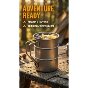 Stainless Steel Retro Style Beer Mug, Portable Travel Mug, Travel Coffee Mugs, Portable Outdoor Camping Water Cup, Outdoor Tableware for Camping & Hiking, Camping Kitchenware