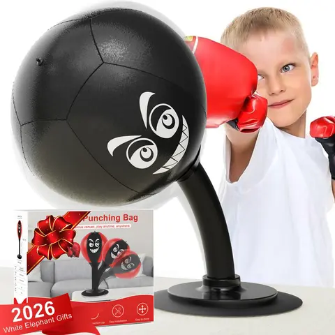 Mini Suction Base Desktop Punching Bag - Heavy-Duty Sports Toy for Adults,Kids, Speed Bags for Boxing, Rebound Ball, Easy Installation, Glass/Tile Ready, Reflex Exercise, Hand-Eye Coordination Boost, Stress Reliever