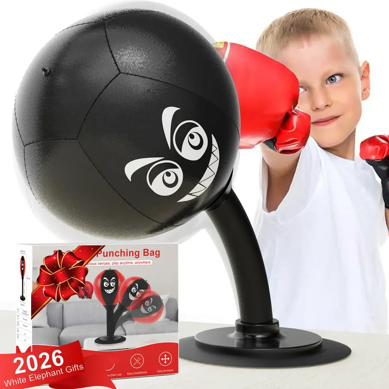 Mini Suction Base Desktop Punching Bag - Heavy-Duty Sports Toy for Adults,Kids, Speed Bags for Boxing, Rebound Ball, Easy Installation, Glass/Tile Ready, Reflex Exercise, Hand-Eye Coordination Boost, Stress Reliever