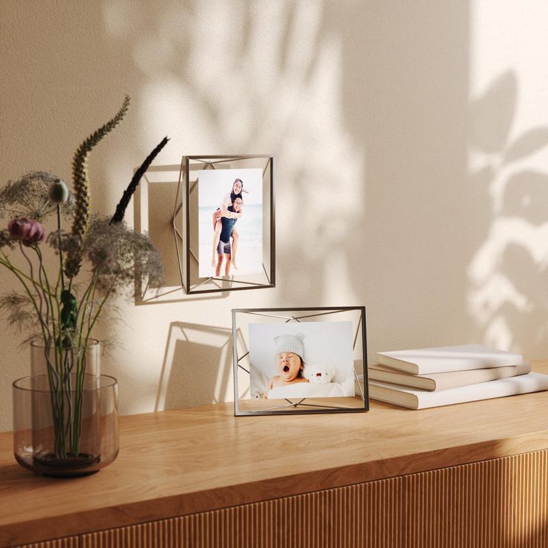 Umbra Prisma Picture Frame, Modern Geometric Wire Frame, Floating Photo Display for Wall or Tabletop Border Transparent