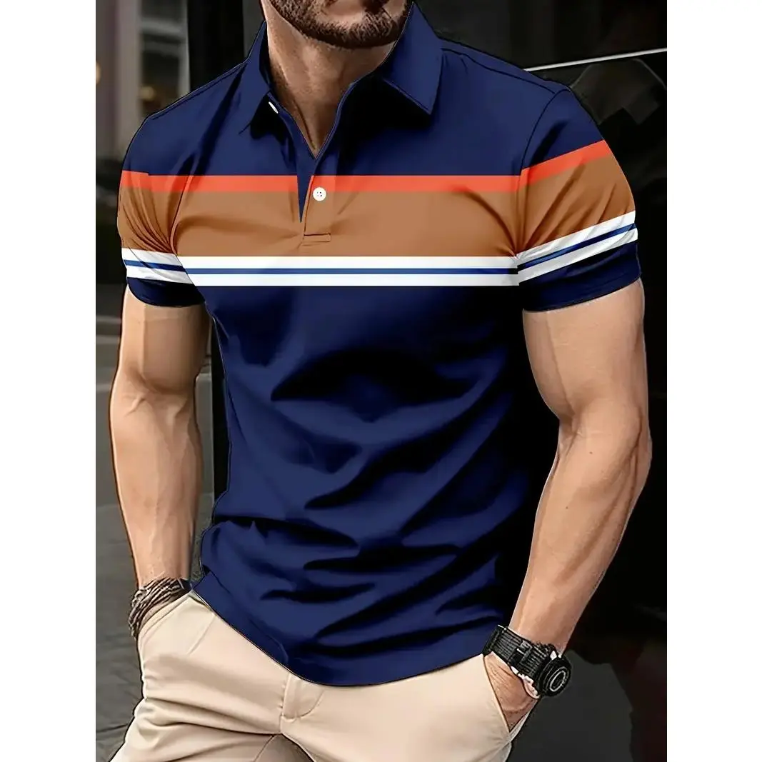 Men's Regular Solid Texture Polo Shirt - Menswear Short-Sleeve Top, Smart Casual Style, Lightweight, Sports Design, Spring/Summer Collection, Ideal for Daily Outings, Shortsleeve, Fitted Cut, Halloween