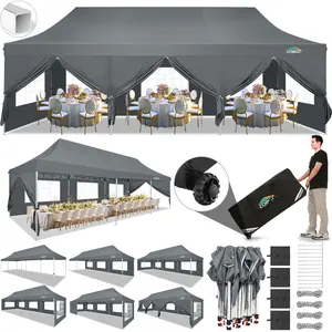 COBIZI 10x30 Pop Up Canopy Tent with 8 Removable Sidewalls Ez Pop Up Party Tent, Waterproof Instant Shelter UPF50+