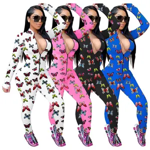Zipper Long Sleeve Sleepwear Jumpsuit for Women - Slim Style, Statement Design, Onesies, Ideal for Loungewear