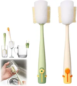 5-In-1 Portable Bottle Brush Set, 2026 New Multifunctional Water Bottle Cleaning Brush, Detachable Bottle And Cup Lid, For Cleaning Straws, Lids, Gaps, And Cup Brushes (Green And White)