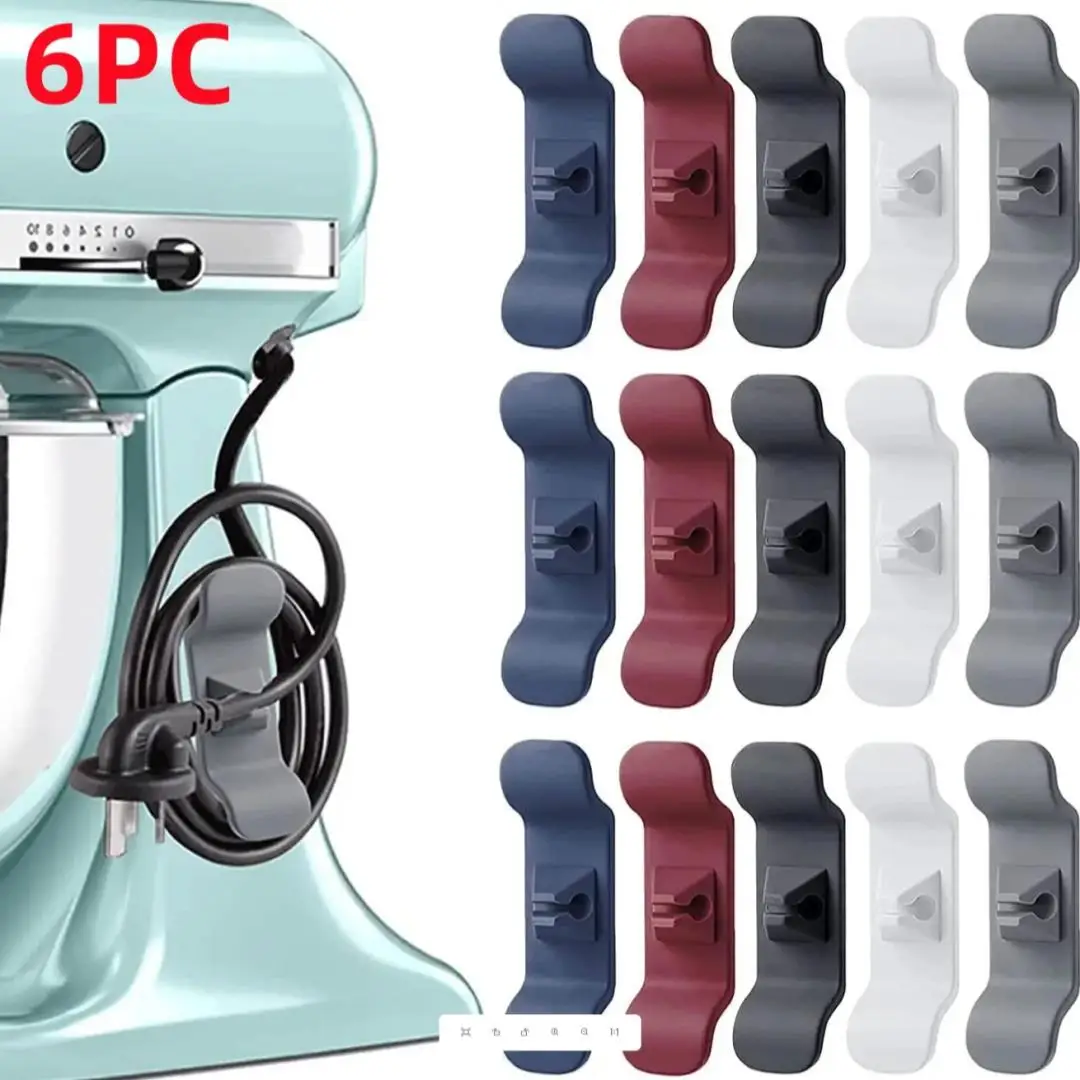 Random Color Plastic Kitchen Cable Winder, 6 Counts Data Cable Holder Clip, Wire Storage Organizer, Cord Organizer For Various Machines, Summer Essent