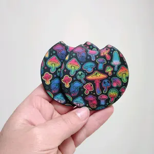 Mushroom Car Coasters Rainbow Neon Groovy Vehicle