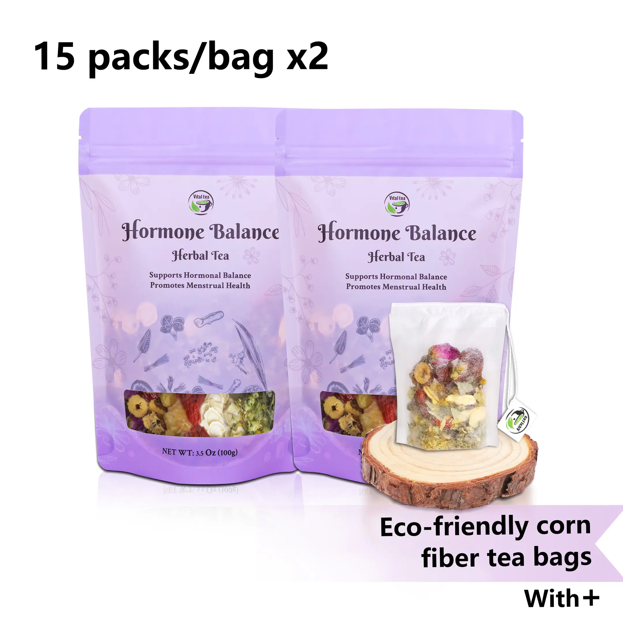 eco-friendly corn fiber tea bags-2 pcs