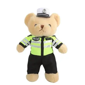 Internet-famous police bear plush toy, traffic police bear doll, uniformed firefighter teddy bear plush toy, children's gift
