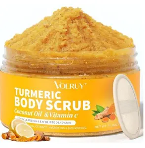Body Scrub,Turmeric Exfoliating Body Scrub, with Coconut Oil & Vitamin C, Bikini Area Exfoliator Gently Exfoliate Body Hand and Foot Scrub, Moisturized Skin for Women and Men, 11.28oz/320g