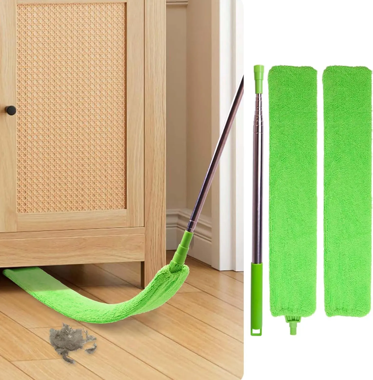 Retractable Gap Dust Cleaner under Appliance Cleaning Tool, Bafezoze Flat Duster for under Refrigerator Fridge Stove Couch Bed, Skinny Thin Duster for Tight Spaces