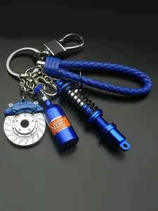 Creative Metal Keychain, Turbo Gear Wheel Hub, Brake Disc, Shock Absorber, Caliper, Car Keychain Pendant, Popular Fashionable And Personalized Outdoor Car Accessory Keychain, Car Nitrogen Pendant Keychain Modification Simulation Gift Keychain Pendant.