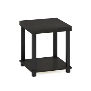 TURN-N-TUBE 2-Tier Espresso Coffee Table with Open Shelf Storage, Tool-Free Assembly, Versatile Side Table for Bedrooms, Small Spaces