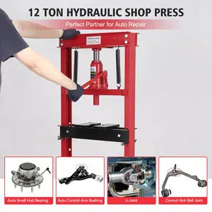 Garvee Versatile Hydraulic Shop Press, H-Frame – 20 Ton & 6 Ton Capacity, Adjustable 4-Hole Table Height, Heavy Duty, Movable Plates, Particulate Cover – For Garage, Workshop or Professional Use – Red/Blue