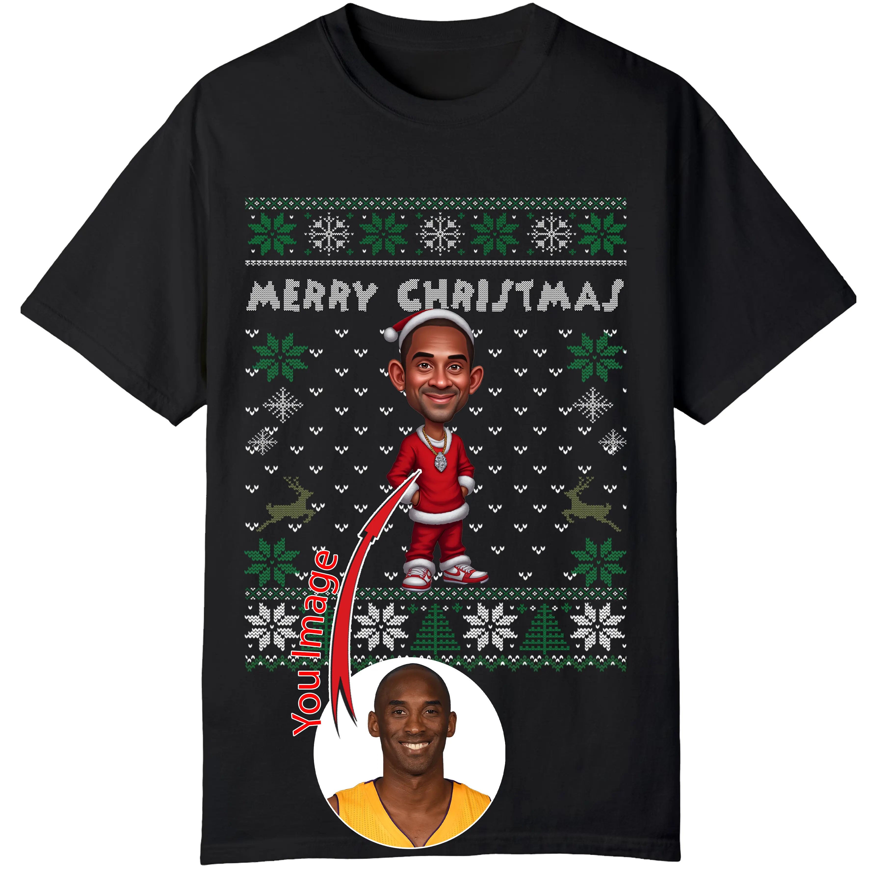Create Your Own Custom Photo T-Shirts – Funny, Festive Christmas Gifts with Personalized Face & Pose Caricatures for the Holidays