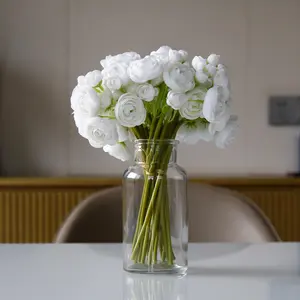 Ranunculus Artificial Flower, Faux Silk Mini Ranunculus Flowers for DIY Bouquet, Bulk Fake Wedding Flowers Decorations white Decorative Ornaments