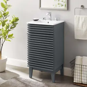 Modway Render 18" Bathroom Vanity Cabinet in Gray White