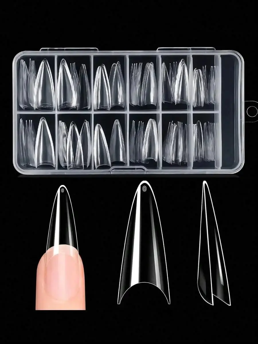 120pcs Clear Duck Nail Tips Acrylic Press On Nails Full Cover Extension