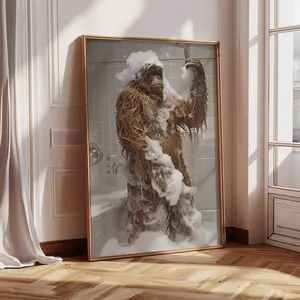 Vintage Sasquatch Bigfoot print, Bigfoot Bathroom Wall Art, Sasquatch Wild Style On The Toilet Poster, Funny Gift Ideas, Unique Man Cave Room Decor