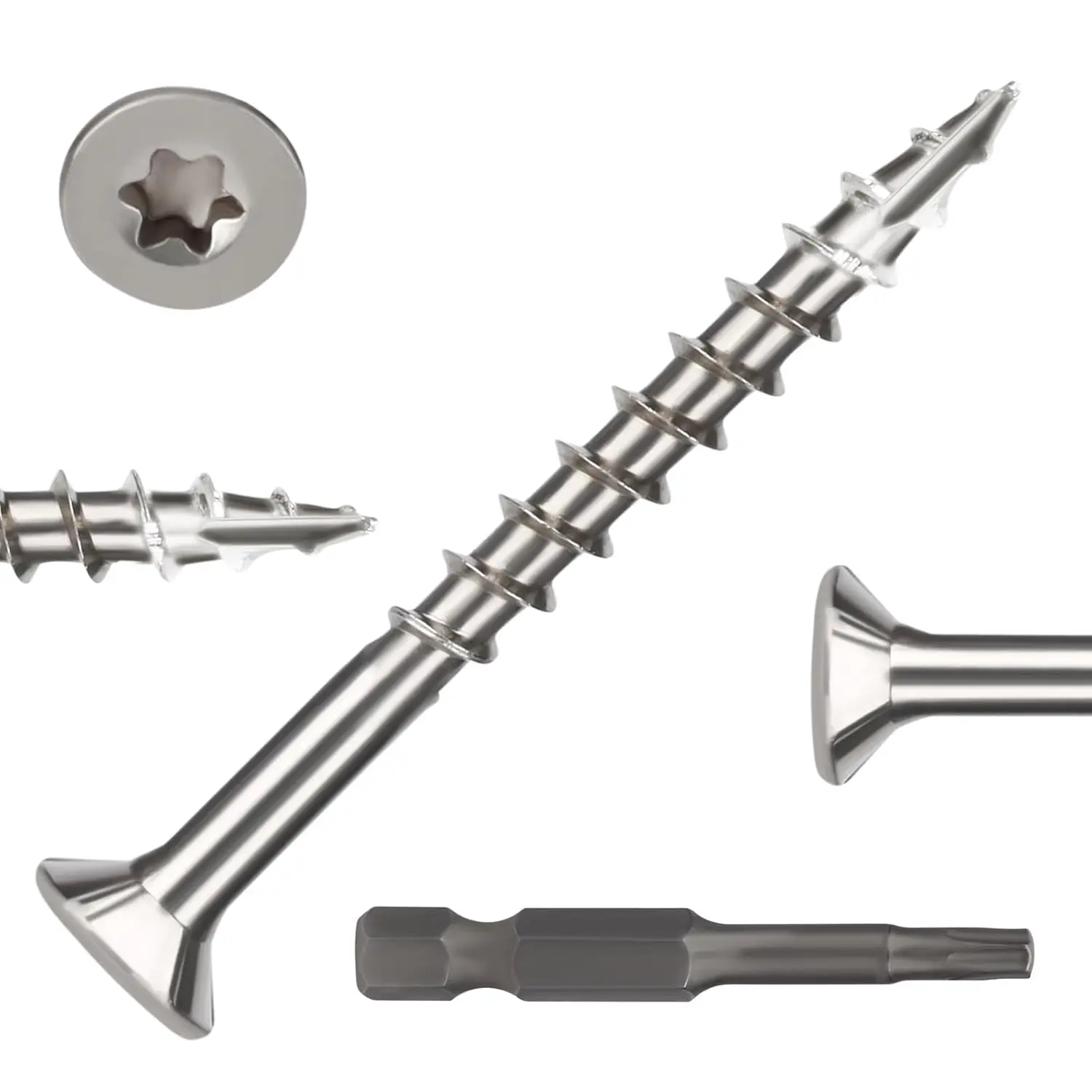 304 Stainless Steel  Screws, Flat  T25 Torx Drive Deck Screws, #8x1-5/8 Inch for , Decking and Fence, 1lb