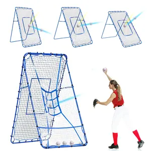 Winthai 7×4FT Baseball Pitching Rebounder Net, 9 Hole Batting Target Softball Training Hitting Nets with Strike Zone, Adjustable Bounce Rebound Pitch Back Trainer Net, Practice Equipment for Backyard