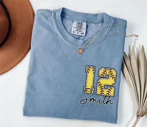 [Custom] Softball Pocket Shirt, Softball Comfort Colors, Personalized Softball Number Shirt, Softball Gift, Softball Fan Tee, Sports Mom tee