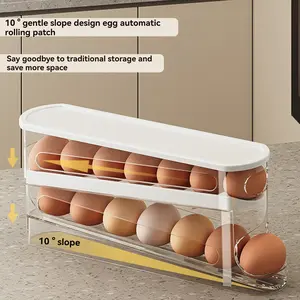 Stackable Egg Organizer for Refrigerator – Space-Saving FIFO Rolling Tray for 18 Eggs – Countertop & Fridge Storage – Perfect for Holiday Baking & Breakfast Prep