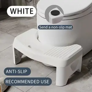 Squatting Potty for Adults – 6.7" Toilet Stool Squat Support for Bathroom, Portable Adult Foot Stool for Pooping, Lightweight Non-Slip Travel Squat Potty, Bathroom Footstool for Comfort, Health & Proper Posture, Ideal for Home, Travel & Office (White)