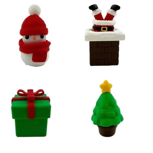 ASMR Christmas Fidget Toys Set With Crispy Clicks 4 Pack Keycap Sensory Toys For Tactile Stimulation And Sensory Satisfaction Stocking Stuffers Gifts Santa Gift Snowman Christmas Tree Claus Micro-Brick Ornament