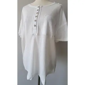 Henley Knit Top White