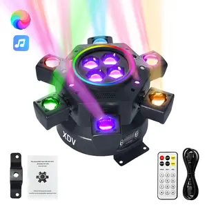 XDV 150W 6 Arms Moving Head DJ Light – RGBW Stage Light with DMX-512 & Sound Active for Parties, Weddings & Events
