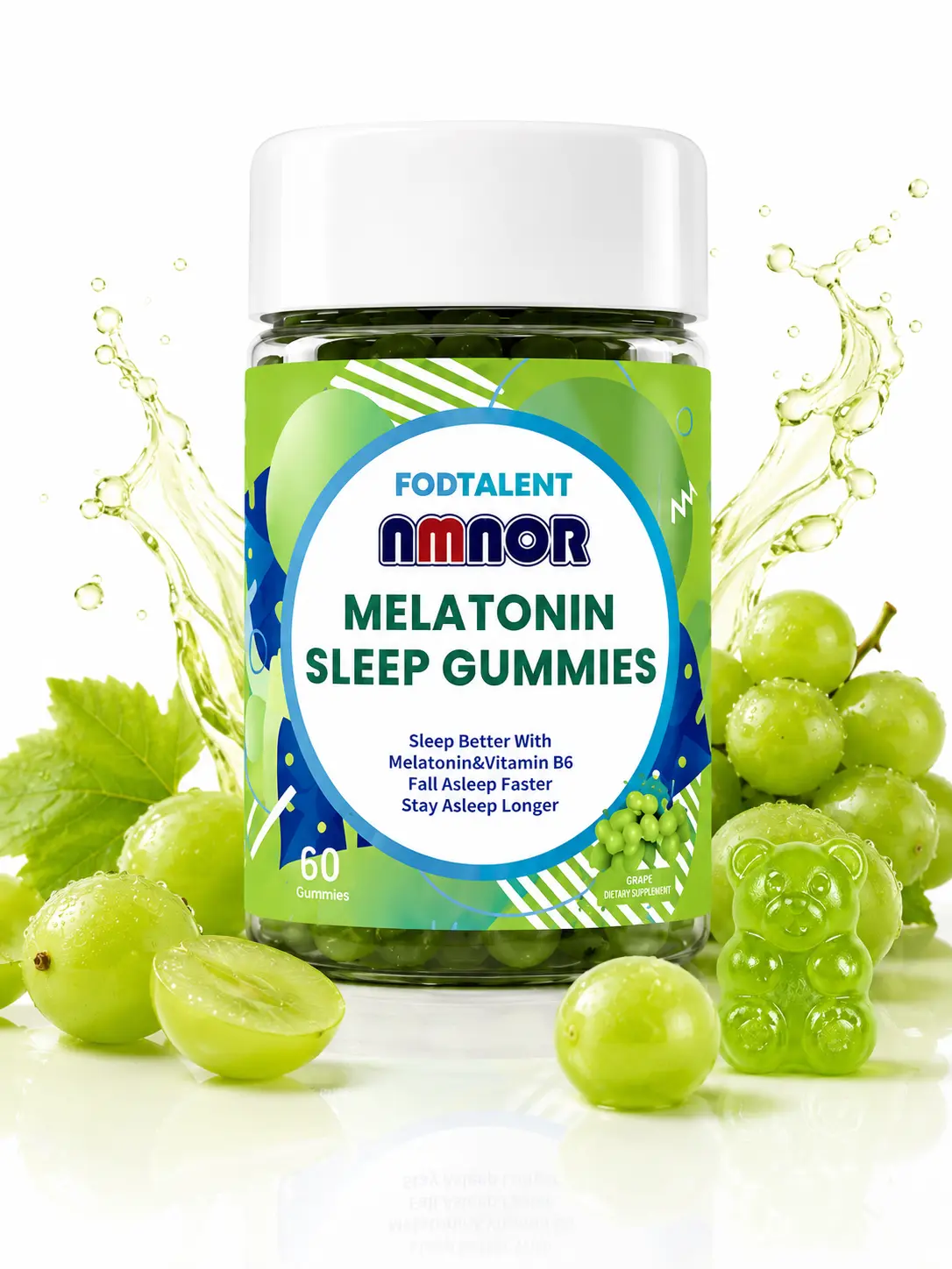 Melatonin Sleep Support Gummies - 6mg, Vitamin B6-Infused, Grape-Flavored, Bear-Shaped, 60 Count Dietary Supp for Bedtime Routine