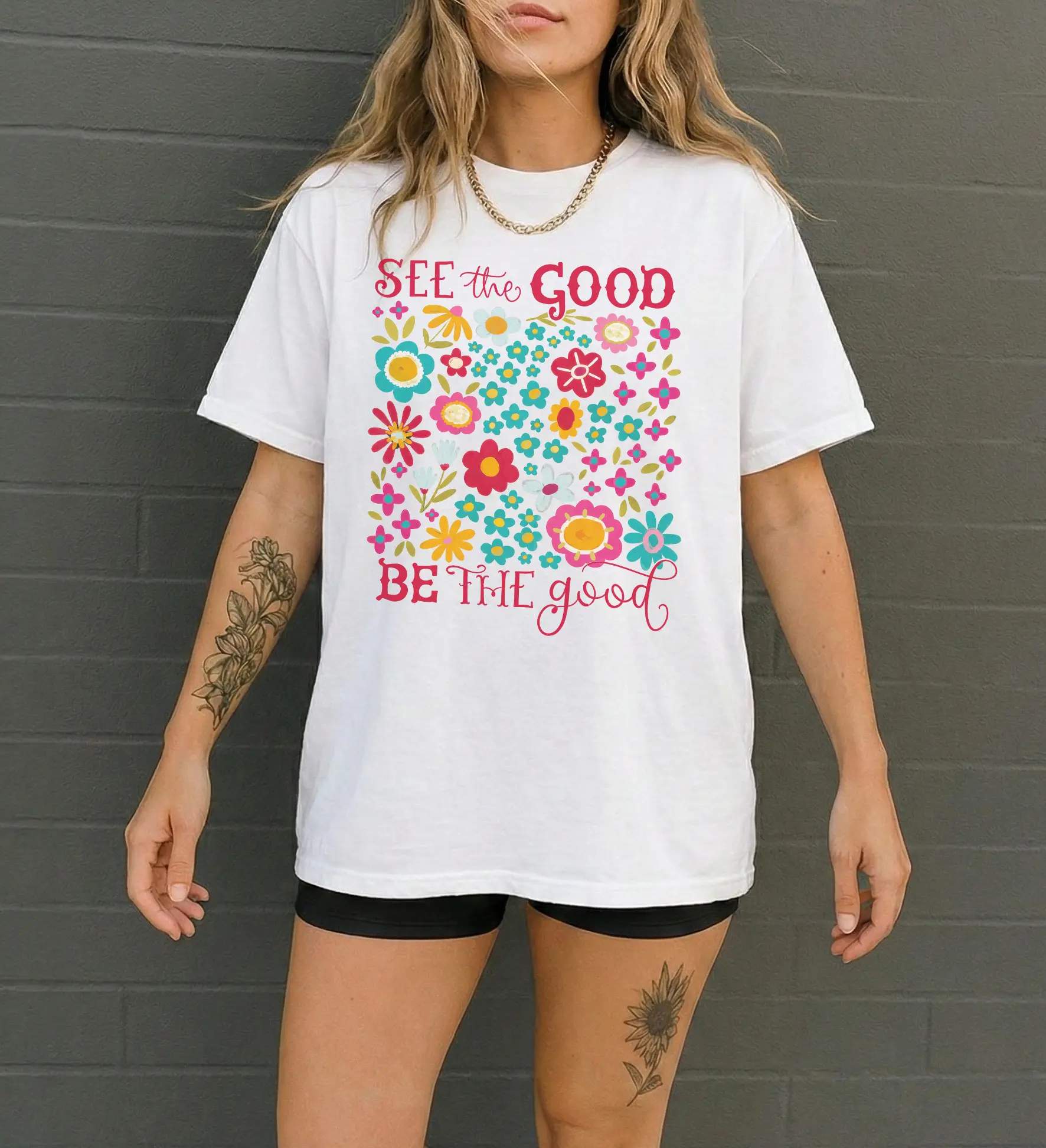 See The Good Be The Good T-Shirt, Mental Health Shirt, Retro Flower Shirt, Floral Positivity Tee, Boho Aesthetic Women's Tee