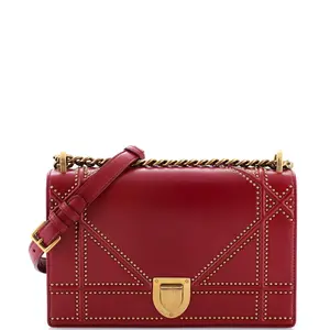 Pre-owned Dior Leather Shoulder Bags Christian Diorama Flap Bag Studded Medium by Rebag