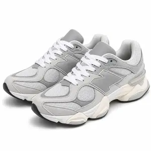 Chunky Retro Sneakers, Low Top Lace Up Athletic Style Shoes with Mesh-Look Panels and Sculpted Sole for Casual Streetwear