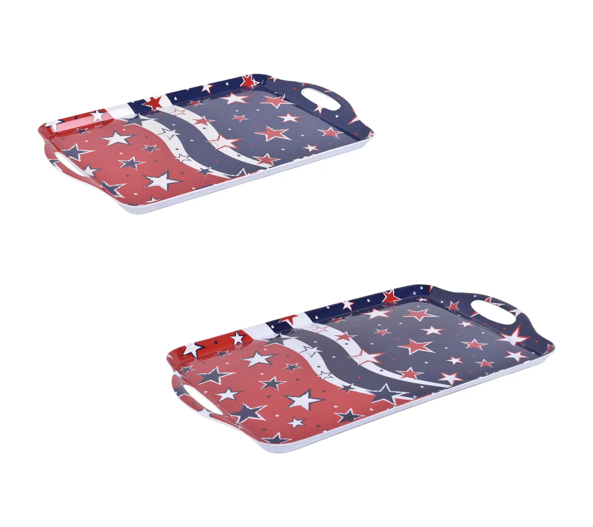 Temp-tations Set of 2 Melamine Trays With Handles Temp-tations Set of 2 Melamine Trays With Handles