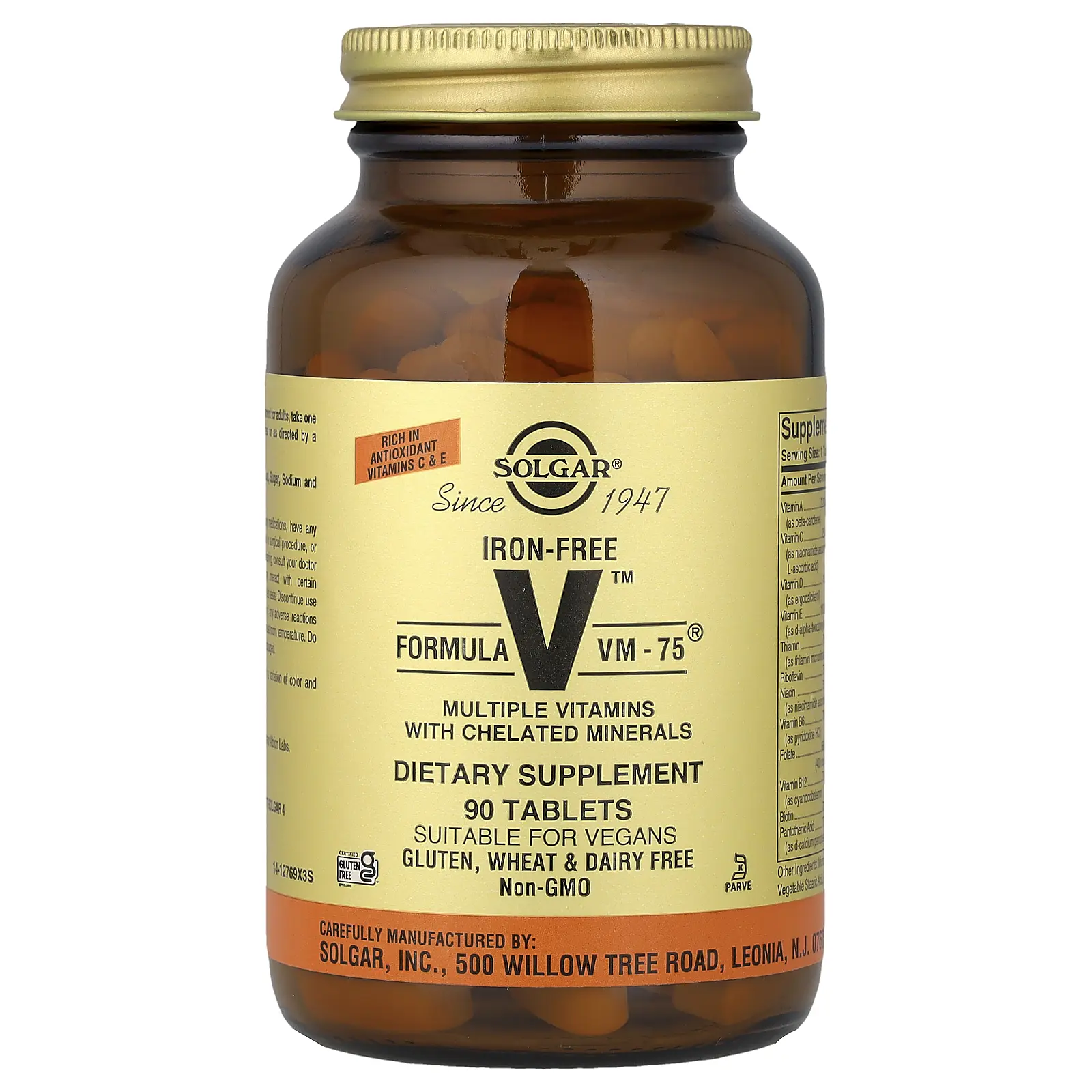 Solgar Formula V™ VM-75®, Multiple Vitamins with Chelated Minerals, Iron-Free, 90 Tablets