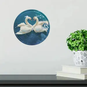 Round Tin Sign, Swan Pattern Metal Tin License Plate Clock, Wall Decor for Home Bar Coffee, Garden & Patio Decoration