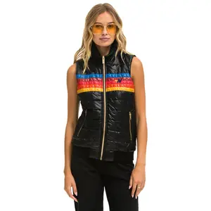 WOMEN'S 5 STRIPE VEST - GLOSSY BLACK