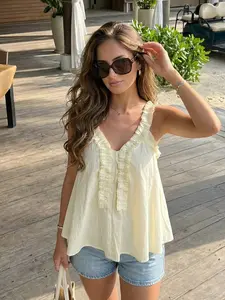Women's Sleeveless Y2K Beachwear Tank Top, Womenswear, Summer Vacation Style, Lightweight & Breathable Design, Perfect for Casual Everyday