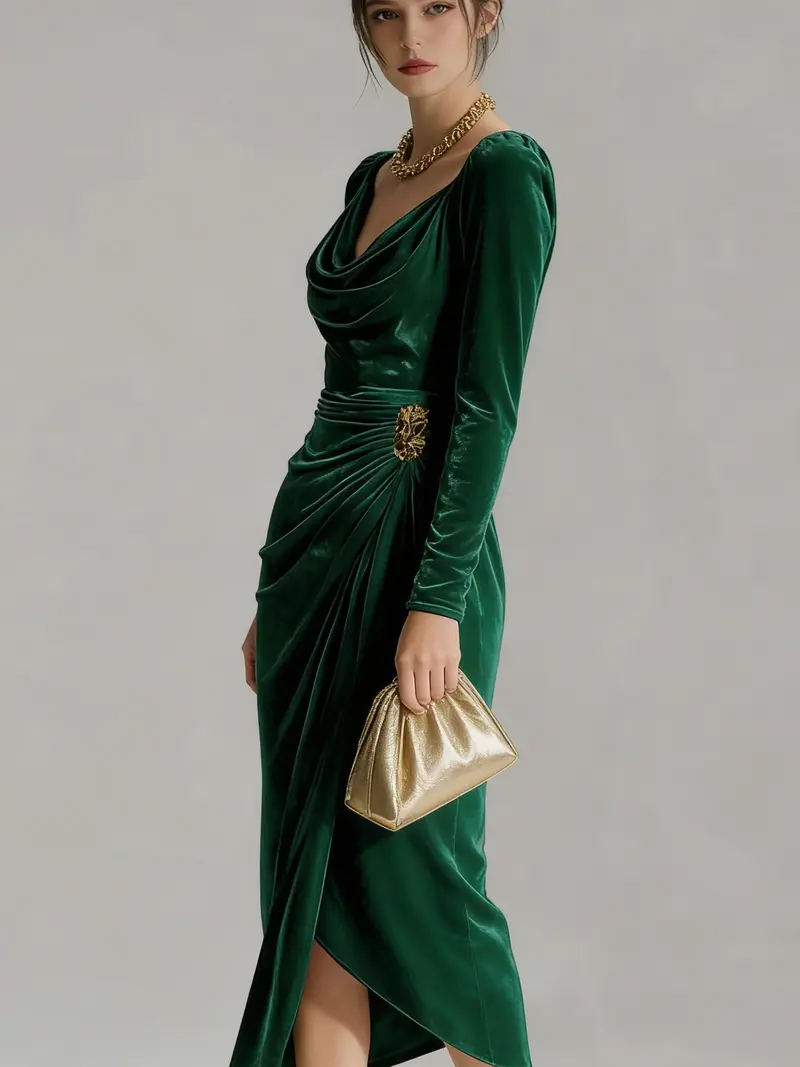 green velvet dress long sleeve - TikTok Shop