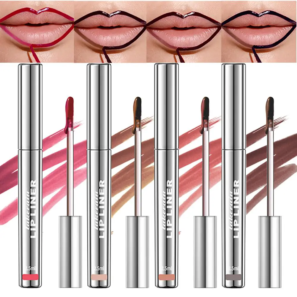 4Pcs Peel Off Lip Liner Stain Set , Waterproof Nude Matte Lip Tint, Non-Fading Peel Off Lip Color, Effortless Precision & Full Coverage, 24H Color Hol