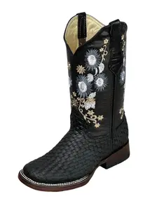 A&A WOMEN BOOTS, ESTILO MAMALONA NEGRO, BOTA PARA DAMA 100 % PETATILLO ORIGINAL, SUELA DE CUERO, COLOR NEGRO.