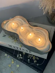 Sand Wax Irregular Concrete Candles - Zen Garden Design - Large Size - Reusable - Long Lasting - Housewarming Decor - Ornaments