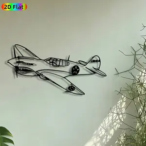 1pc Shark Mouth P-40 Warhawk Metal Wall Art, Vintage Military Aircraft Statue Mural, Intricate Craftsmanship, Artistic Metalwork, Perfect for Veterans Day, Fathers Day Decor, Perfect for Man Cave Garage Office Decor, Ideal Gift for Aviation Enthusiasts.