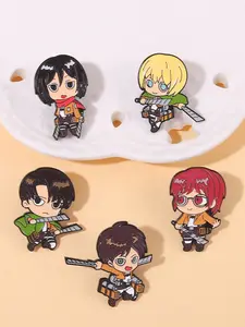 5-Piece Set Attack on Titan Anime Characters Brooch Enamel Pins Cartoon Japanese Anime Peripheral EREN MIKASA ARMIN Badge Versatile Accessories Badge Brooch, Clothing Backpack Lapel Badge Jewelry Collections Gift for Friends Fashion Accessory