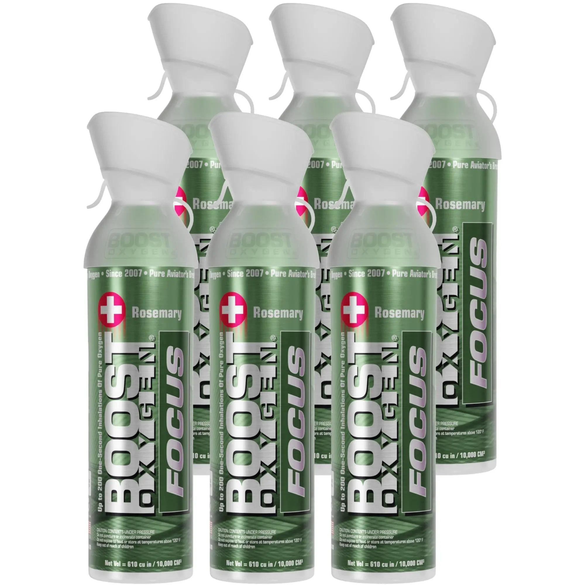 Boost Oxygen Think Tank Natural Portable 10 L Canned Oxygen, Rosemary (6 Pack)