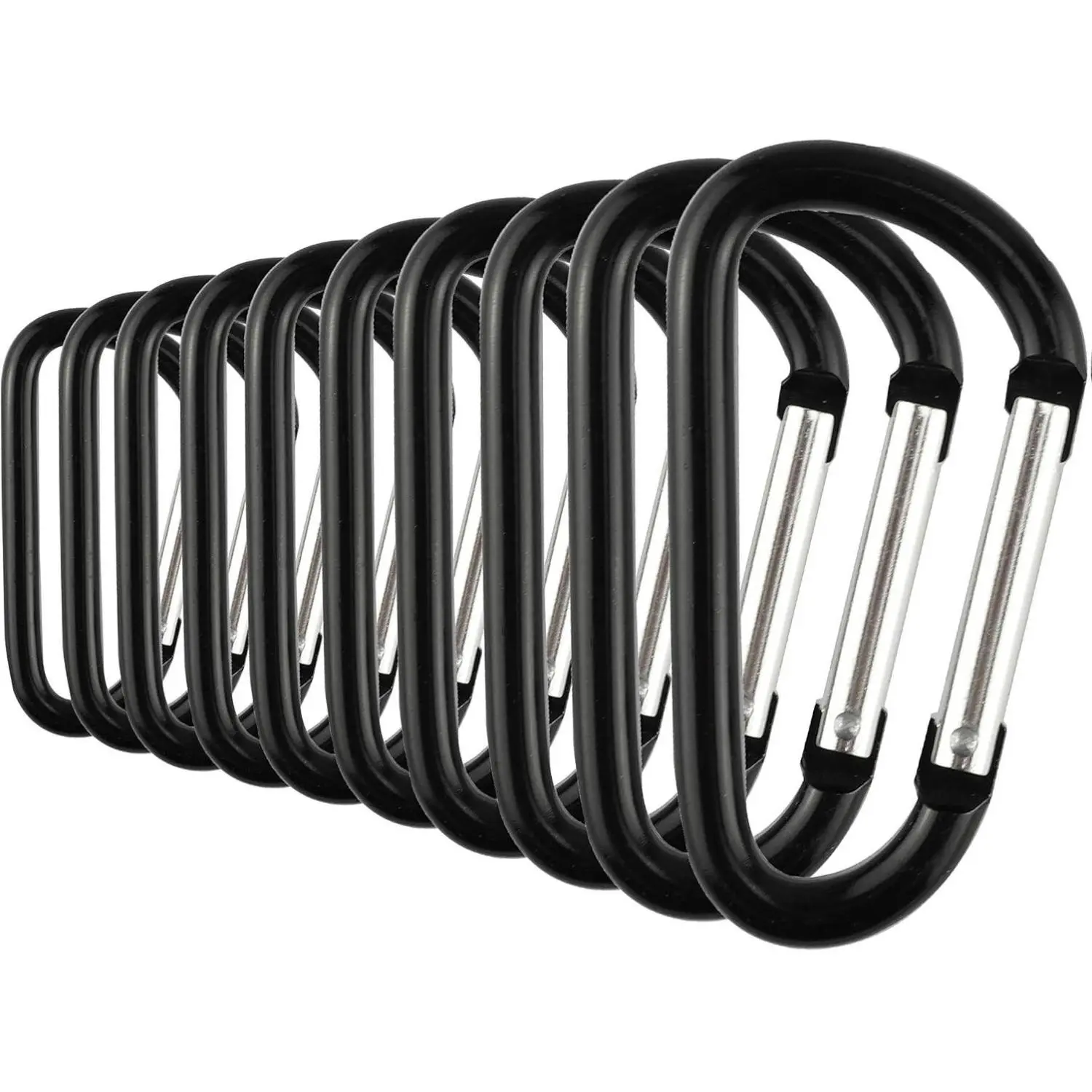 Aluminum Metal Carabiner Chain Clip Keychain with Snap Fastener, 1.5-2.8 Inch Snap Hook, Everyday Carry Keychains (10P/20P, Black), Chain Clips Keychains