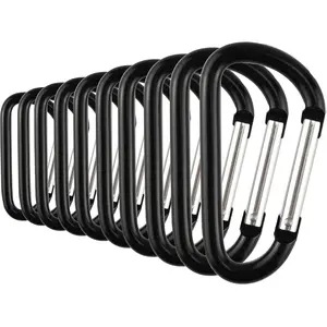 Aluminum Carabiner Clip Snap Hook Keyring 1.5/1.9/2.2/2.4/2.8 Inch Carabiners Keychains Black(10P/20P)