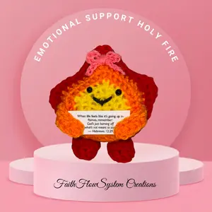 FaithFlowSystem Creations Mini Emotional Support Holy Fire for Desk Handmade with Inspirational Quote & Bow Decor Gift 5x4